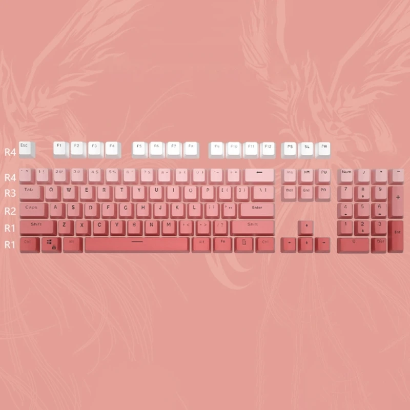 Полупрозрачные колпачки с подсветкой из PBT для 104 клавиш механическая клавиатура Набор клавишных колпачков Double-Shot Pink для MX-переключателей4