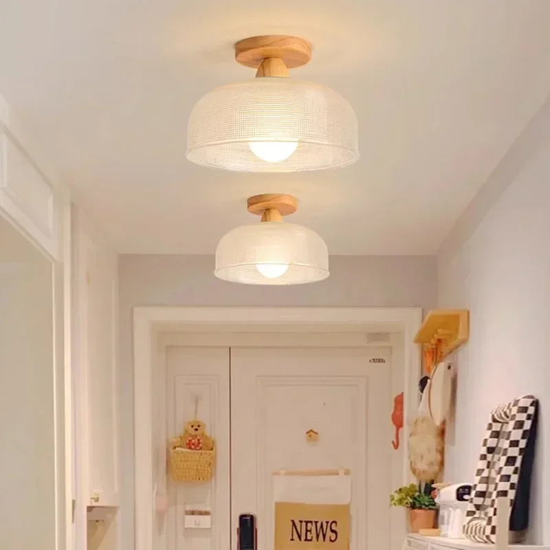 Потолочный светильник из скандинавского дерева и стекла для гостиной, спальни, прохода, коридора, светильников для домашнего декора, внутреннего освещения, люстры2