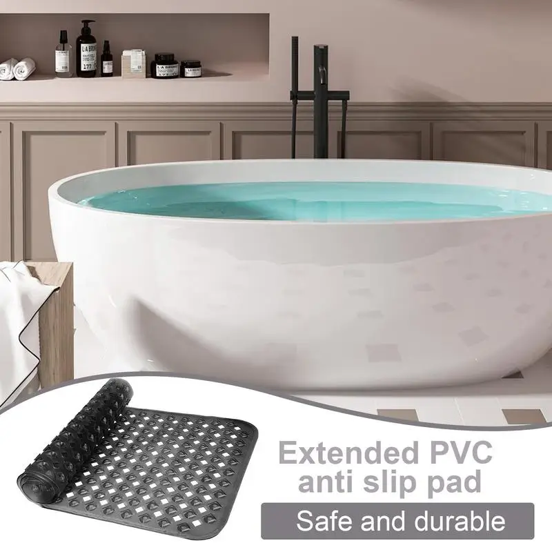 Противоскользящий коврик для ванны 35x16 дюймов, который можно стирать в машине, аксессуары для ванной комнаты для безопасного купания Для ванной комнаты2