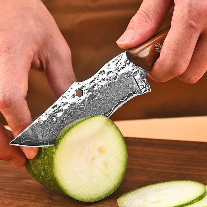 Разделочный нож для рыбы, фруктов, овощей, кухонные ножи с деревянной ручкой, Универсальный Нож шеф-повара, Дамасский тесак для нарезки мяса1