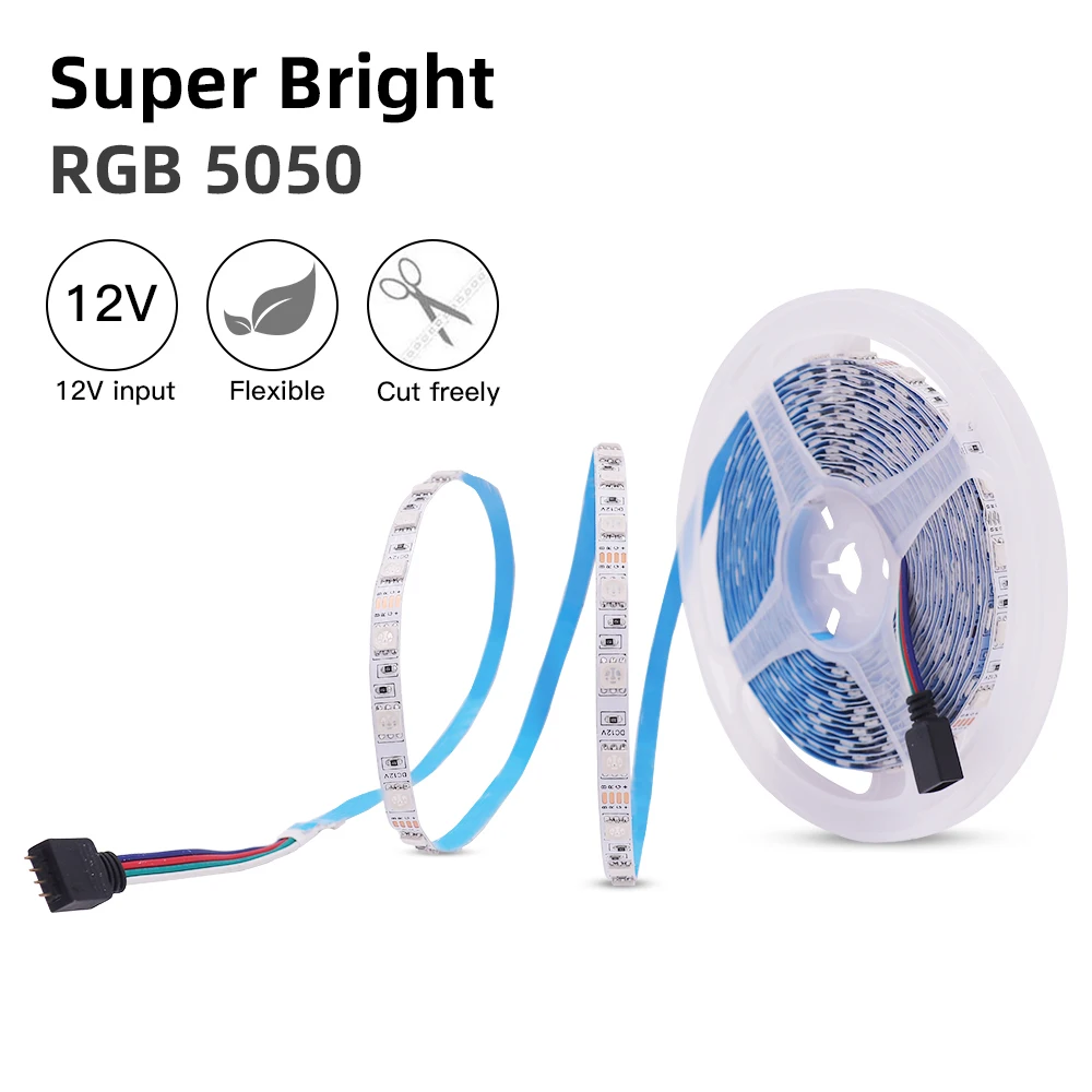 Светодиодная лента 5050 RGB 12V 24V 5m Гибкий Свет 6mm 10mm PCB 60LED/m Лента Высокой яркости Tape Lights String Waterprof Decoration1