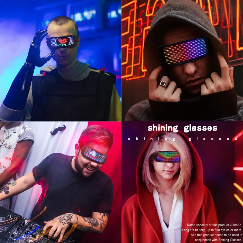 Светодиодные динамические очки с управлением через приложение, светящиеся очки Bluetooth, загорающийся козырек, День рождения, вечеринка на Хэллоуин, реквизит для подбадривания2