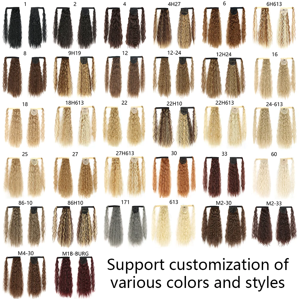 Синтетический Длинный Кукурузный Волнистый шиньон в виде конского хвоста, 22-32 дюйма, Кукурузные Кудряшки Для женщин, Наращивание волос из высокотемпературного волокна5
