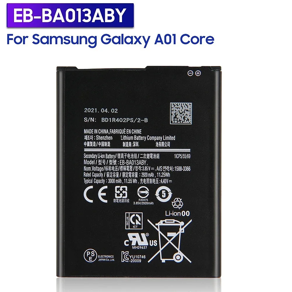 Сменный аккумулятор EB-BA013ABY для Samsung Galaxy A01 Core Аккумуляторная батарея телефона 3000 мАч0