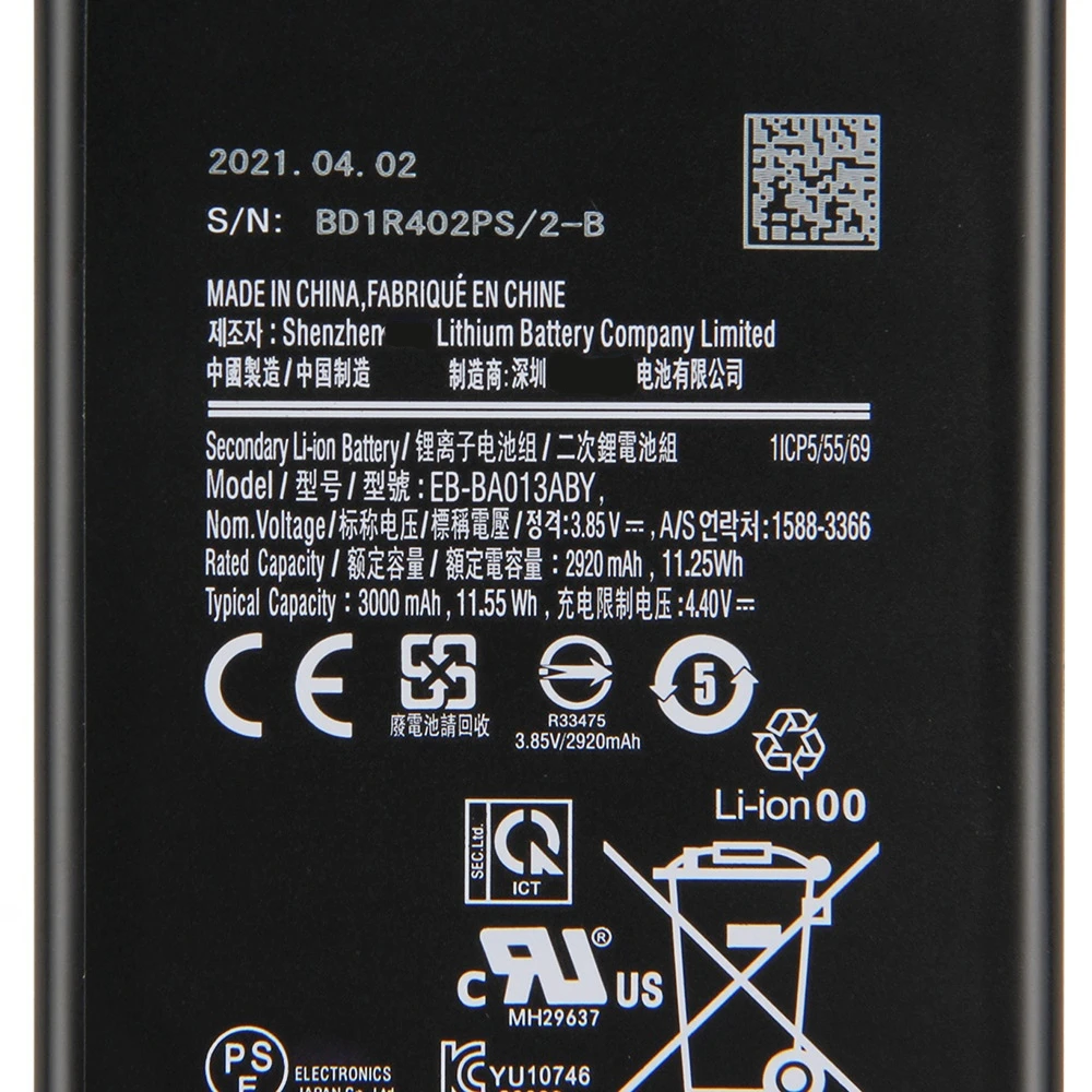 Сменный аккумулятор EB-BA013ABY для Samsung Galaxy A01 Core Аккумуляторная батарея телефона 3000 мАч3