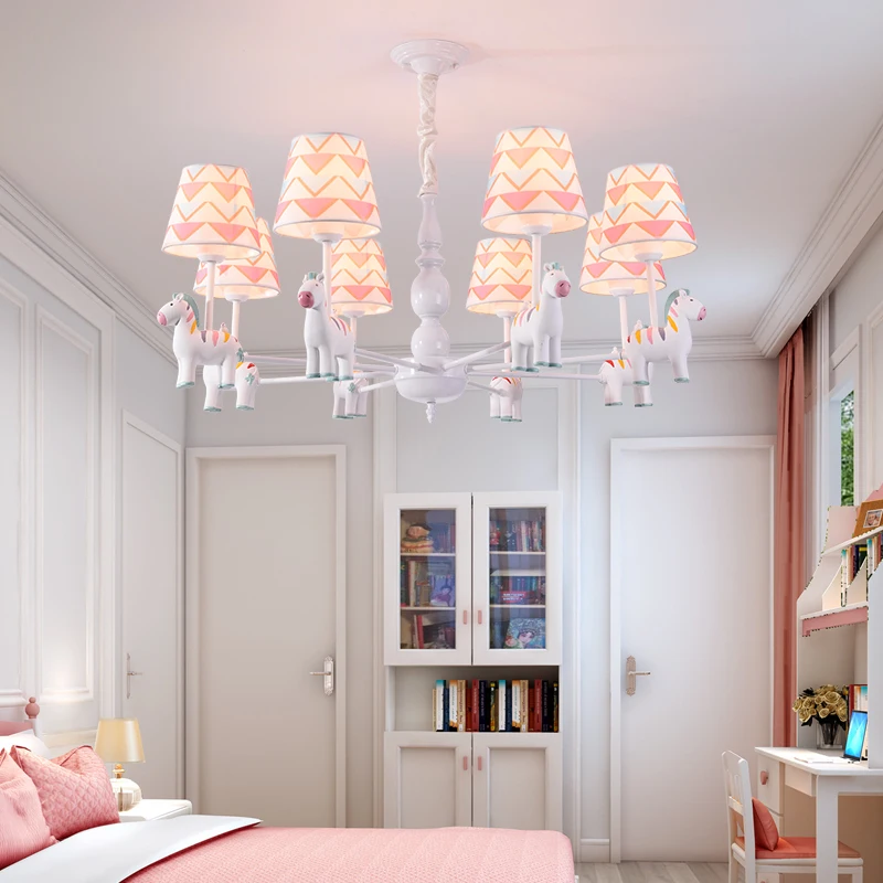 Современная лампа для детской комнаты, лампа для спальни для девочки, принцессы, лампа для мальчика, Американский Скандинавский пасторальный мультфильм, креативный подвесной светильник с Пегасом0