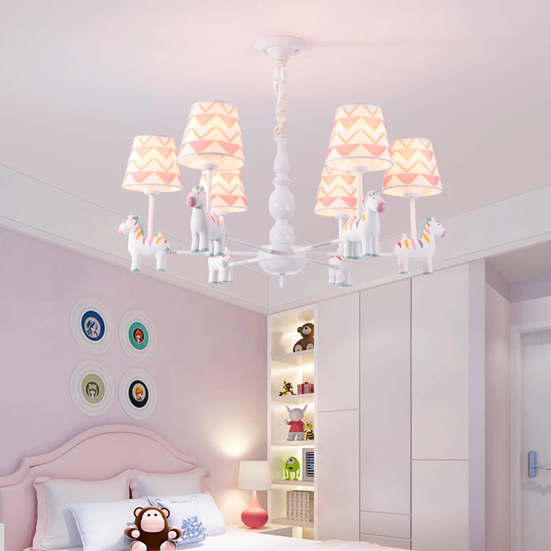 Современная лампа для детской комнаты, лампа для спальни для девочки, принцессы, лампа для мальчика, Американский Скандинавский пасторальный мультфильм, креативный подвесной светильник с Пегасом1