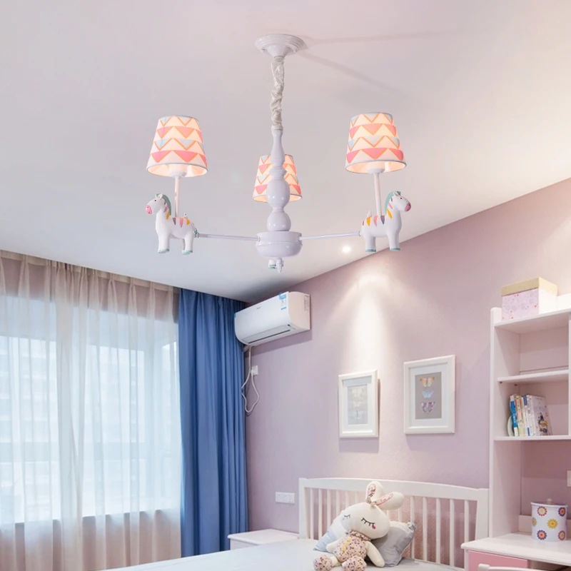 Современная лампа для детской комнаты, лампа для спальни для девочки, принцессы, лампа для мальчика, Американский Скандинавский пасторальный мультфильм, креативный подвесной светильник с Пегасом2