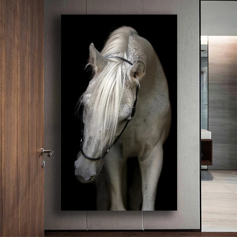Современные животные Настенное искусство Черно Белая эстетика Лошадь Корова Собаки Плакаты и принты на холсте Картины для домашнего декора гостиной1