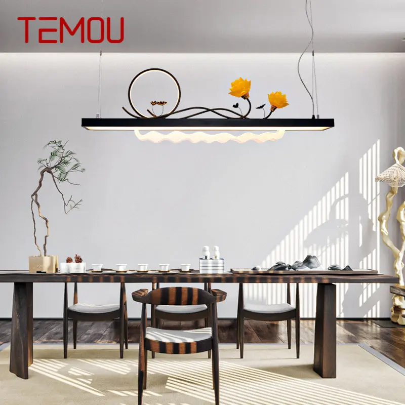 Современный подвесной светильник TEMOU, креативный Китайский потолочный светодиодный Светильник, 3 цвета, Люстра, Декор для столовой Чайханы0