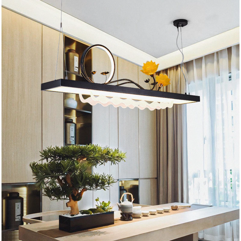 Современный подвесной светильник TEMOU, креативный Китайский потолочный светодиодный Светильник, 3 цвета, Люстра, Декор для столовой Чайханы1