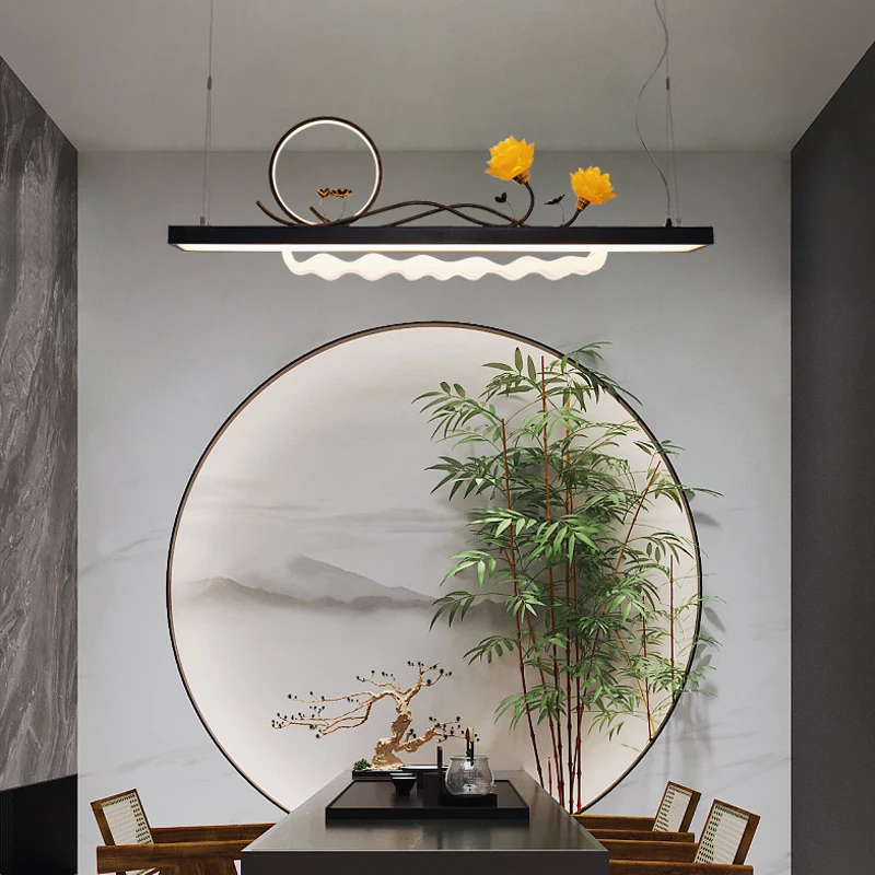 Современный подвесной светильник TEMOU, креативный Китайский потолочный светодиодный Светильник, 3 цвета, Люстра, Декор для столовой Чайханы2