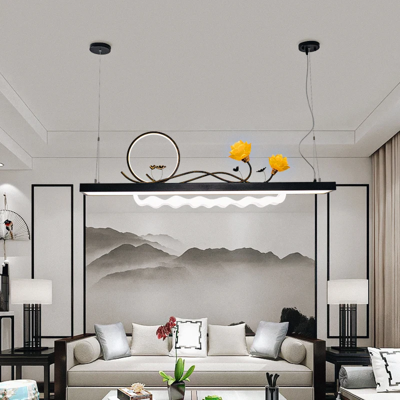 Современный подвесной светильник TEMOU, креативный Китайский потолочный светодиодный Светильник, 3 цвета, Люстра, Декор для столовой Чайханы3