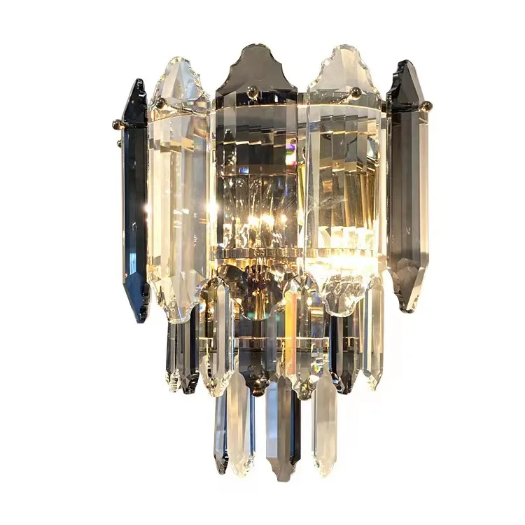 Современный простой Хрустальный настенный светильник E14 с трехцветной сменной лампочкой, бра, светильник для спальни, гостиной, прихожих, внутреннего декора.3