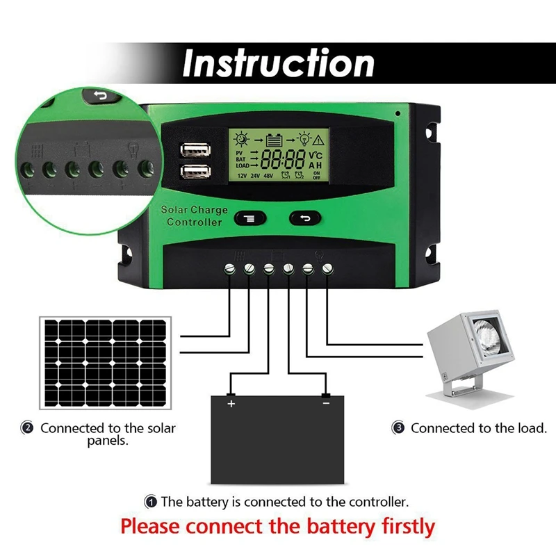 Солнечный контроллер 5X30A 12 В 24 В с ЖК-дисплеем, двойной USB-выход 5 В постоянного тока, регулятор заряда батареи на панели солнечных элементов5