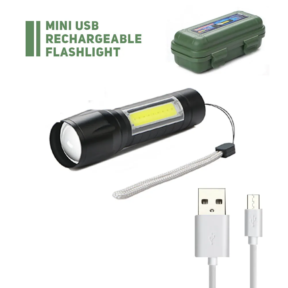 Супер яркий светодиодный фонарик COB с подсветкой USB 2000LM, масштабируемый рабочий фонарь Cob, перезаряжаемый фонарик Lanterna5