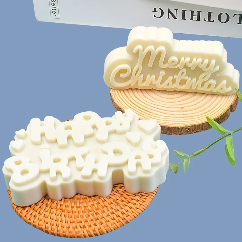Счастливого Рождества, Счастливого Дня Рождения, Силиконовая форма для Мыловарения, Форма для украшения шоколадных конфет, торта3
