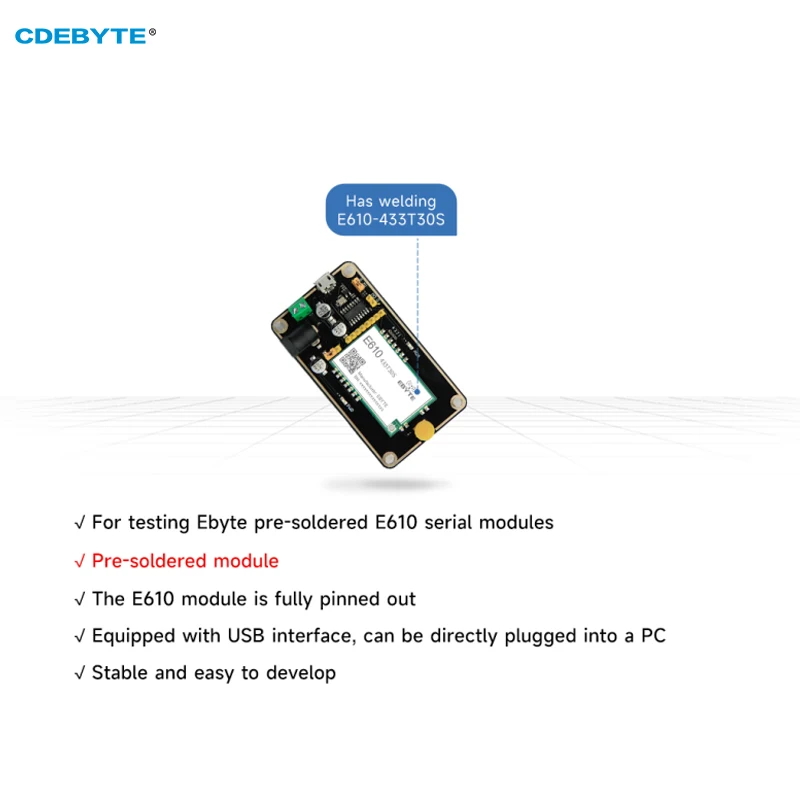 Тестовая плата Беспроводного модуля CDEBYTE E610-433TBH-01 Предварительно Припаянный Модуль E610-433T30S USB-интерфейс2