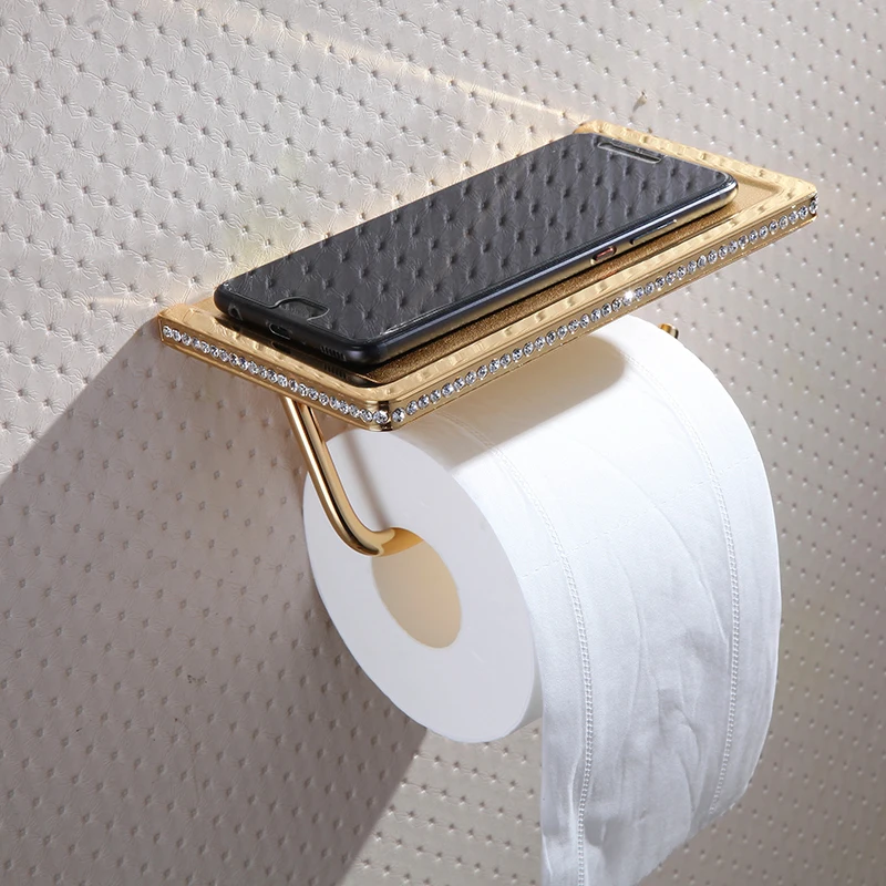 Туалетная платформа, катушка для бумаги, полностью медный золотой держатель для салфеток для мобильного телефона, коробка для салфеток для отеля0
