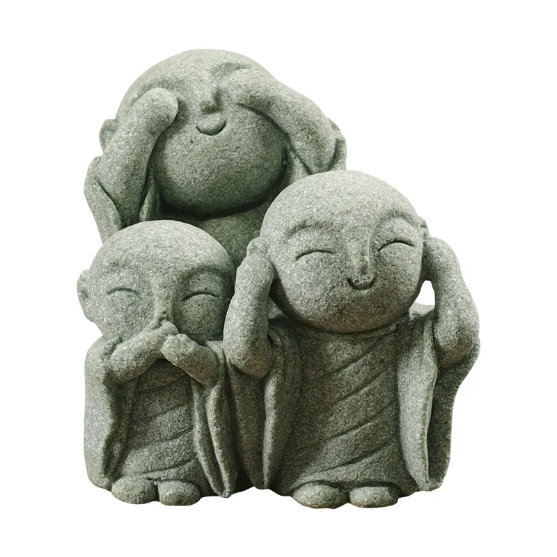 Украшения Будды, Зеленый песок, камень, пейзаж чайной комнаты, Бонсай, Аквариум, декорации для декорации гостиной3