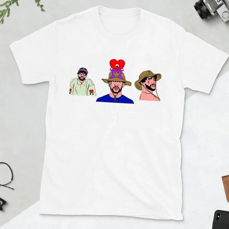 Футболка Bad Bunny Un Verano Sin Ti Album с короткими рукавами, милая модная летняя футболка для мужчин, женские и мужские футболки с графическим круглым вырезом.5