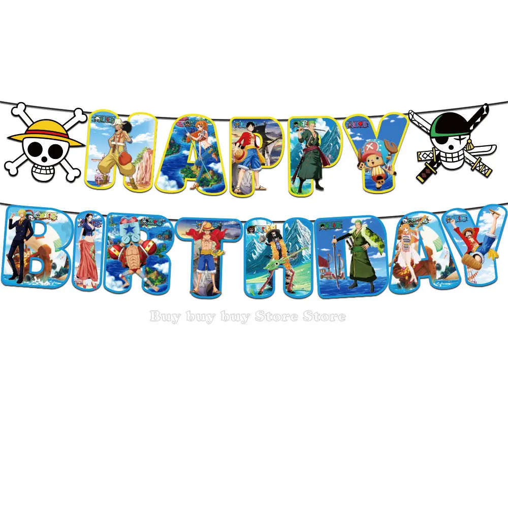 Цельные украшения для вечеринки по случаю Дня рождения в стиле аниме, Мультяшные воздушные шары, Гирлянды, баннер, Топперы для торта, набор фона Для вечеринки, Новые4