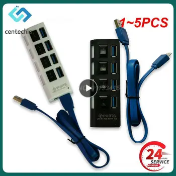 1 ~ 5ШТ 3.0 Концентратор USB-Концентратор 3.0 Мульти USB-Разветвитель 3-Портовый Адаптер Питания с Несколькими Портами Расширения 3.0 USB3-Концентратор с Переключателем для ПК