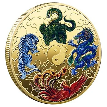 1 комплект Древних Мифических Существ Счастливая Монета Скребок для Лотерейных билетов Инструмент Lucky Charms Challenge Coin Gold