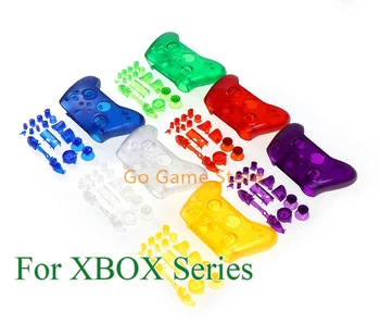 10 комплектов, полный комплект, Прозрачный пластиковый корпус, передняя Задняя крышка с кнопками для контроллера Xbox серии X S.