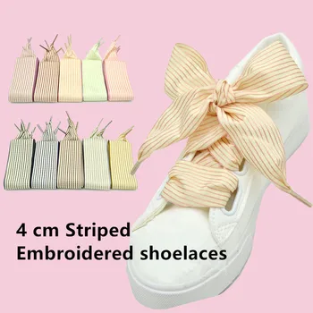 10 цветов Шнурок с бантом в полоску и вышивкой шириной 4 см, тренд, индивидуальность, белая обувь, спортивная повседневная Красивая обувь, шнурки, прямая поставка