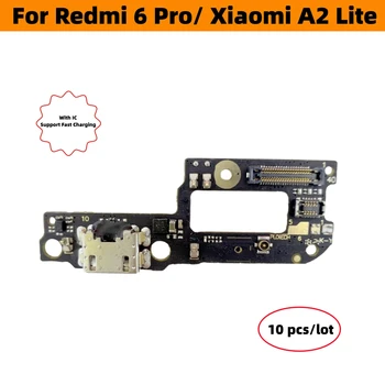 10 шт./лот Док-станция для зарядного устройства USB, Соединительная плата для гибкого кабеля, порт для зарядки, Запасные части для Xiaomi A2 Lite Redmi 6 Pro