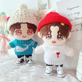 20 см Плюшевая кукольная одежда Вязаная шапка свитер с животным китом брюки Аксессуары для корейских кукол Kpop EXO Idol Одежда для фанатов Подарок