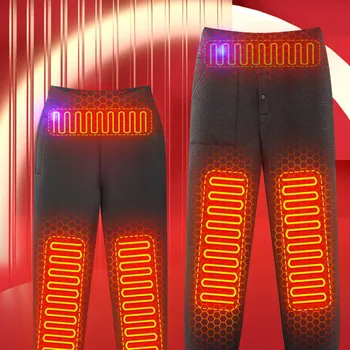 2023 Мужские зимние флисовые уличные брюки, однотонные теплые наколенники с подогревом, повседневные мужские спортивные брюки большого размера