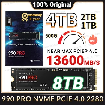 2023 Новый Оригинальный 8 ТБ SSD 990 PRO M2 2280 Nvme PCIe Gen 4.0X4 2 тб 4 тб Внутренний Твердотельный диск SSD HDD для ноутбука/PS5/ПК