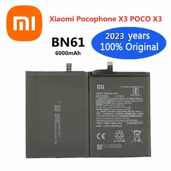 2023 года 100% Оригинальный аккумулятор Xiao Mi для телефона BN61 для Xiaomi Pocophone Poco X3 6000 мАч Сменный аккумулятор большой емкости