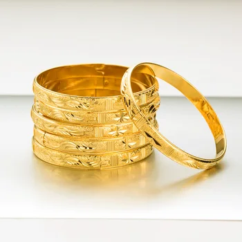 24k Дубайские золотые браслеты для женщин, мужчин, Цветные Эфиопские браслеты, 8 мм, 6 шт./лот, Африканские ювелирные изделия, Саудовский арабский свадебный подарок для невесты