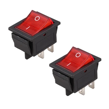 2X Красная лампочка с подсветкой, 4-контактный поворотный переключатель DPST ВКЛ/ВЫКЛ, 16A 20A 250 В переменного тока