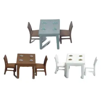 3 предмета, Миниатюрная модель стола и стула в масштабе 1:87 HO, Аксессуары для кукольного домика, Миниатюры, Набор мебели, Диорамы