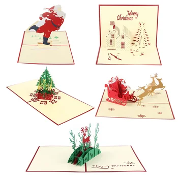 5шт Рождественских открыток для рождественских праздников ручной работы, вырезанных из конверта