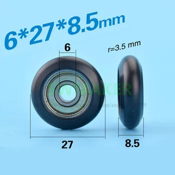 6 * 27 * 8.5 мм встроенный подшипниковый шкив упаковка пластиковый подшипниковый шкив окна маленькое колесо нейлоновый помпон R тип зубчатого шкива