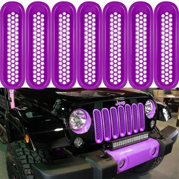 7 шт. Сетчатые Вставки для Передней решетки Автомобиля, Защелкивающаяся Защита Решетки Радиатора для 2007-2017 Jeep Wrangler JK JKU Unlimited Sport Freedom Rubicon Sahara