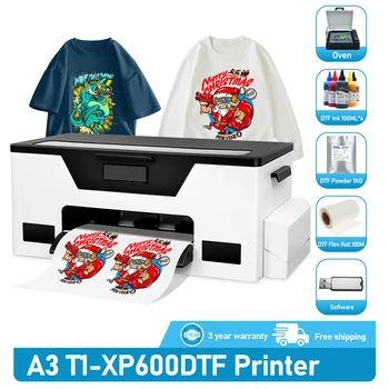 A3 + DTF Трансферный Принтер XP600 T-shirt DTF Печатная Машина 33СМ Direct to Film DTF Impresora для Тканей Текстильный Принтер A3 DTF