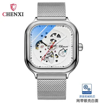 Chenxi Top Brand 8840 Кожаная Сетка Из Нержавеющей Стали Kwai Automaton Watch Мужские Часы С Механическим Механизмом Tremble Quick Live