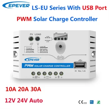 EPEVER PWM 10A 20A 30A Солнечный Контроллер заряда Серии 12V24V Auto LS-EU С USB-портом 5V Может Заряжать телефоны От Вентиляторов постоянного тока