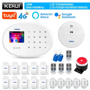 KERUI W204 Сигнализация 4G WIFI GSM Tuya Умная беспроводная домашняя сигнализация С поддержкой Alexa Датчик движения Дверной Датчик Детектор Сирена