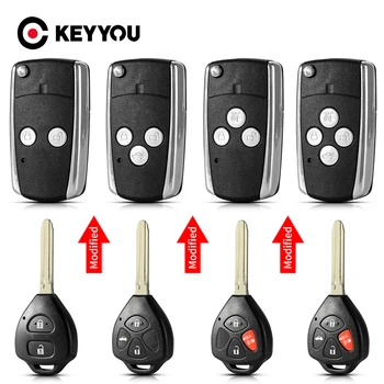KEYYOU Модифицировал 2/3/4 Кнопки Для Toyota Camry 40 Corolla Scion RAV4 Avalon Reiz 4Runner Remote Car Key Case Складной Чехол Для Ключей