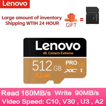 Lenovo 1 ТБ SD-Карта V30 UHS-I U3 Class 10 Карта Памяти До 100 Мбит/с 4K Ultra-HD Видео Высокоскоростная SD-Карта A2 Для Камеры Телефона БПЛА