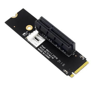 NGFF M.2 к PCI-E 4X Riser Card M2 M Ключ к Адаптеру PCIe X4 со Светодиодным индикатором SATA Power Riser для майнинга Биткоинов