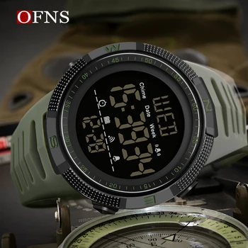 OFNS Цифровые часы для мужчин 50-метровые водонепроницаемые спортивные кварцевые часы, военные наручные часы со светодиодной подсветкой, электронные подарки Reloj Hombre