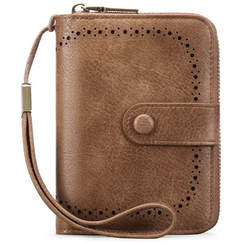 W019, Женский винтажный кошелек из воска и искусственной кожи, держатель для нескольких карт, Лидер продаж